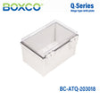 Boxco Q-Series 200×300×180mm Plastic Enclosure, IP67, IK08, ABS, Transparent Cover, Plastic Hinge and Latch Type