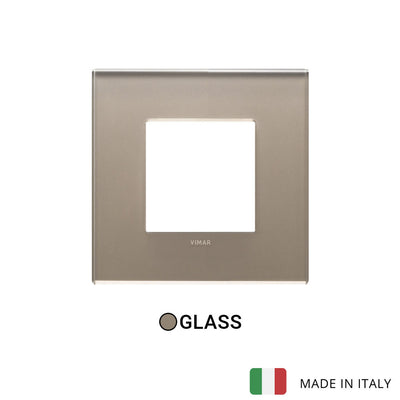 Vimar Eikon Exe Plate 2M Mirror Glass Opal Brown - Square