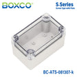 Boxco S-Series 80×130×70mm Plastic Enclosure, IP67, IK08, ABS, Transparent Cover, Screw Type