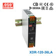 Mean Well XDR-120-36LA High-End Ultra Slim Industrial Din Rail Power Supply 119.88W 36V with Lever Actuated Connector 3.33A