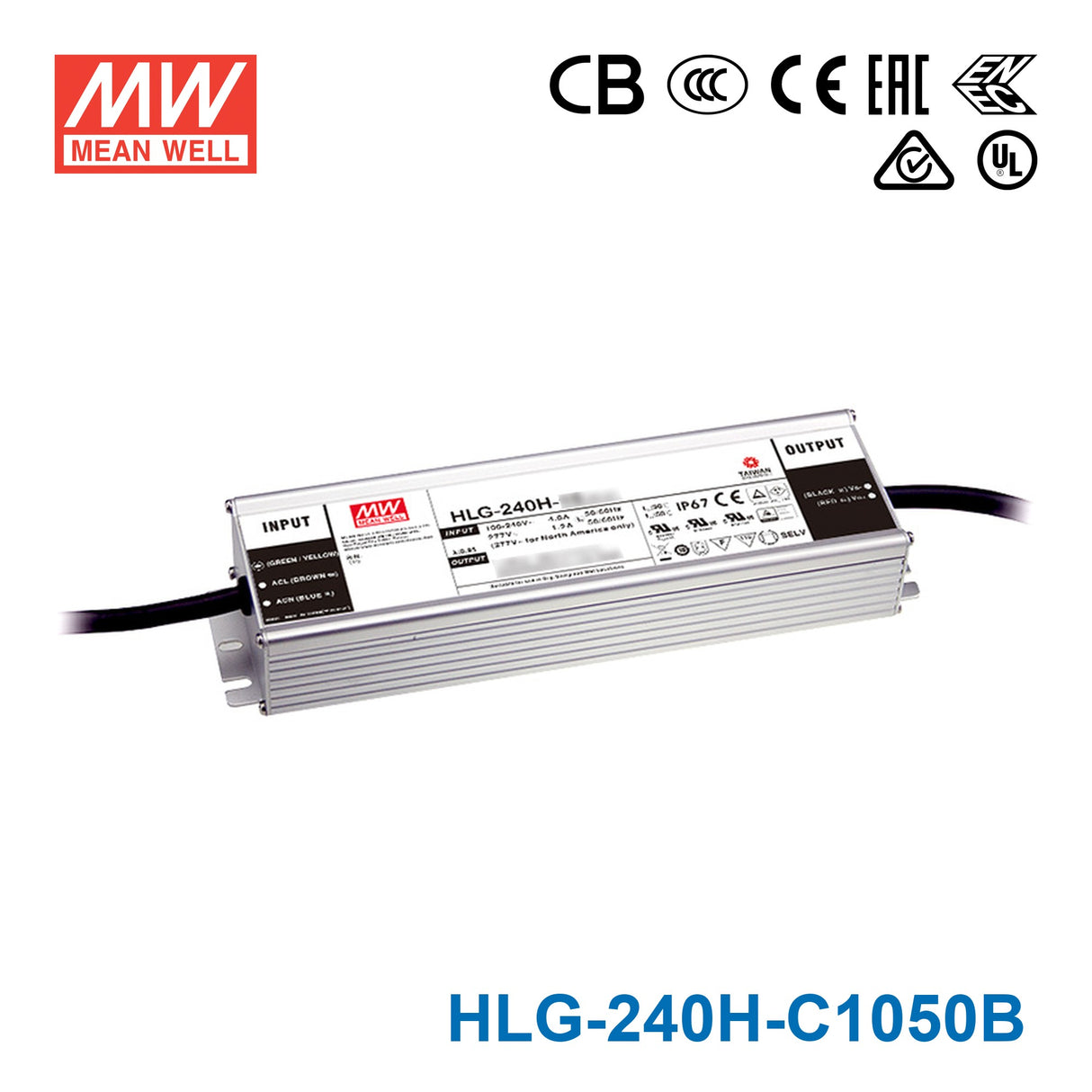 Mean Well HLG-240H-C1050B Power Supply 249.9W 1050mA - Dimmable