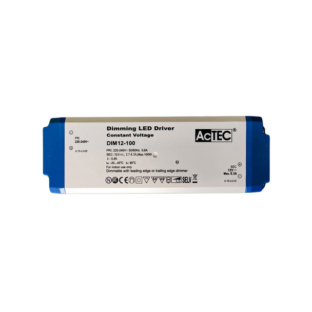AcTEC DIM12-100 Triac Dimmable Driver 100W 12V 8.3A with Screw Terminal