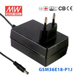 Mean Well GSM36E18-P1J Power Supply 36W 18V 2A