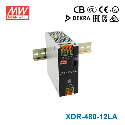 Mean Well XDR-480-12LA High-End Ultra Slim Industrial Din Rail Power Supply 360W 12V with Lever Actuated Connector 30A