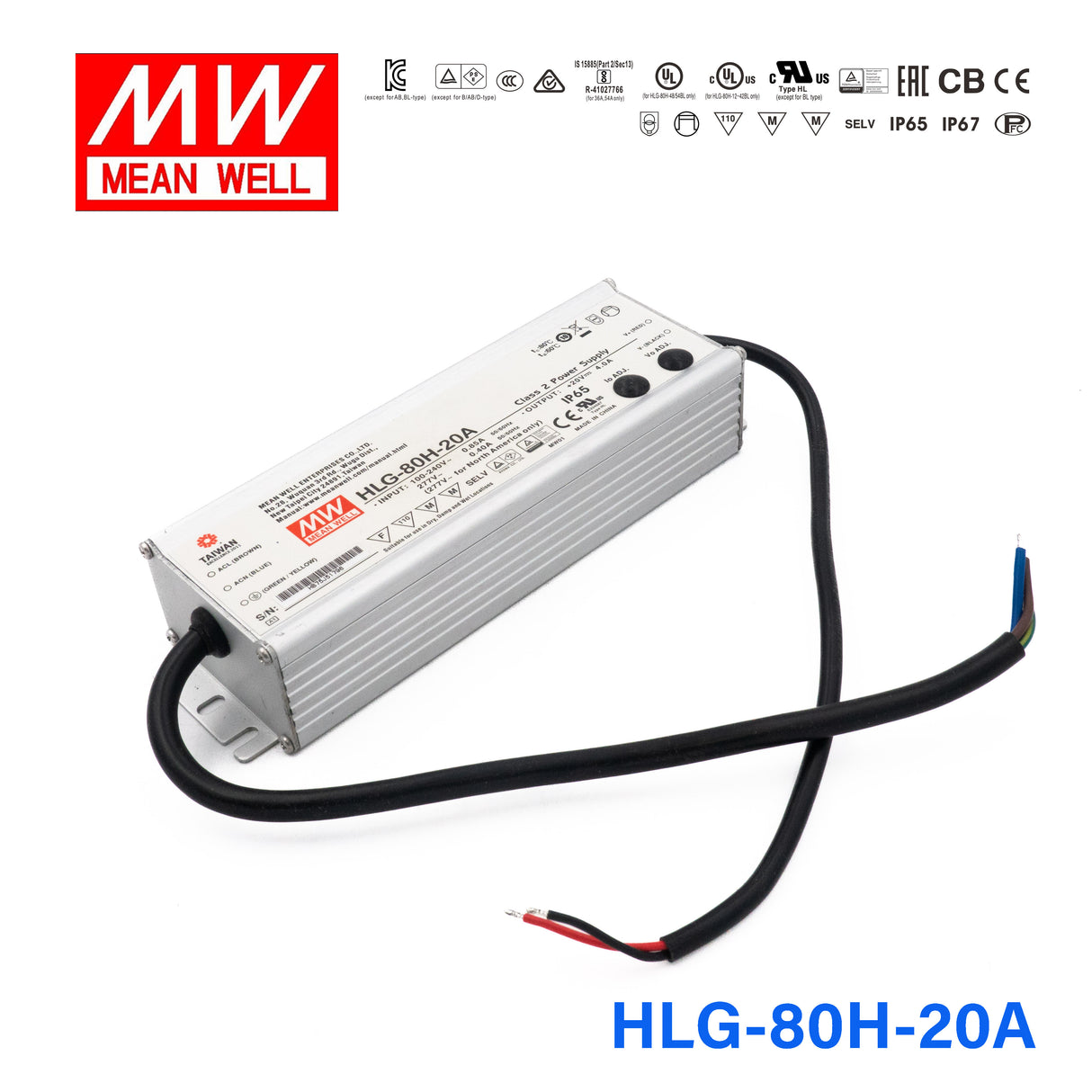 Mean Well HLG-80H-20A Power Supply 80W 20V - Adjustable