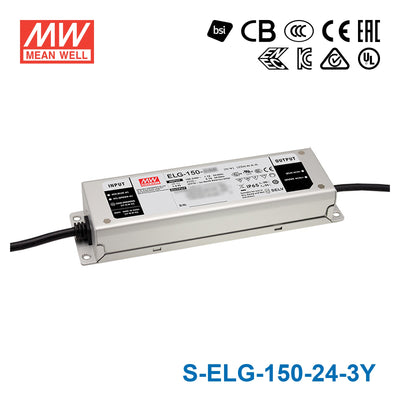 Mean Well S-ELG-150-24-3Y Power Supply 150W 24V 6.25A — 3-Wire Input (with Earth)