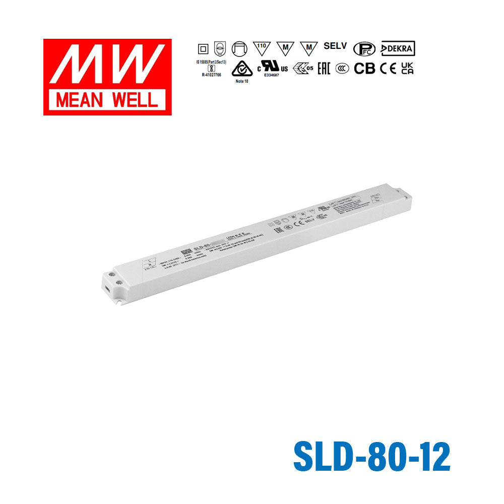 Mean Well SLD-80-12 Linear LED Driver 80W 12V 6600mA - Slim