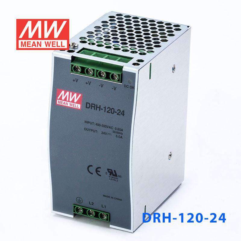 Mean Well DRH-120-24 Single Output Industrial Power Supply 120W 24V - DIN Rail