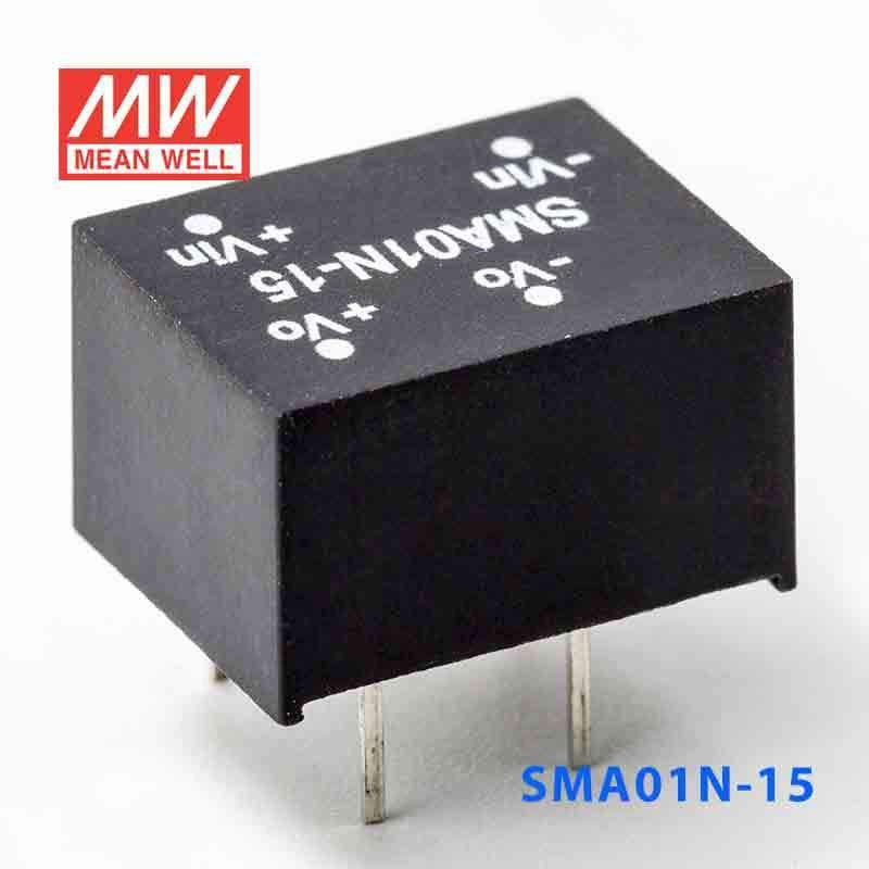 Mean Well SMA01N-15 DC-DC Converter - 1W - 21.6~26.4V in 15V out