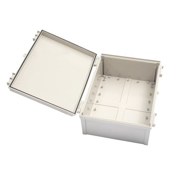 Boxco Q-Series 300×300×160mm Plastic Enclosure, IP67, IK08, ABS, Transparent Cover, Plastic Hinge and Latch Type
