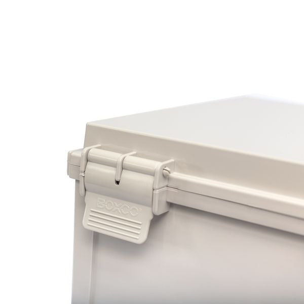Boxco Q-Series 150×150×90mm Plastic Enclosure, IP67, IK08, ABS, Transparent Cover, Plastic Hinge and Latch Type