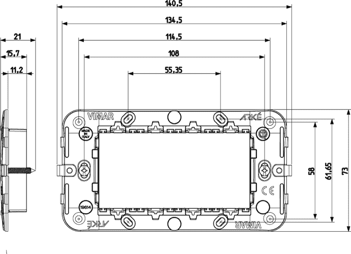 Vimar Arke Frame 4M + Screws - PHOTO 1