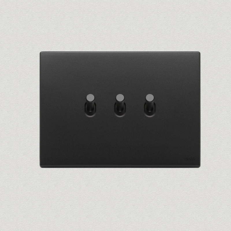 Vimar Eikon Vintage Metal 3 Gang Switch - Anthracite Grey - 10A - PHOTO 1