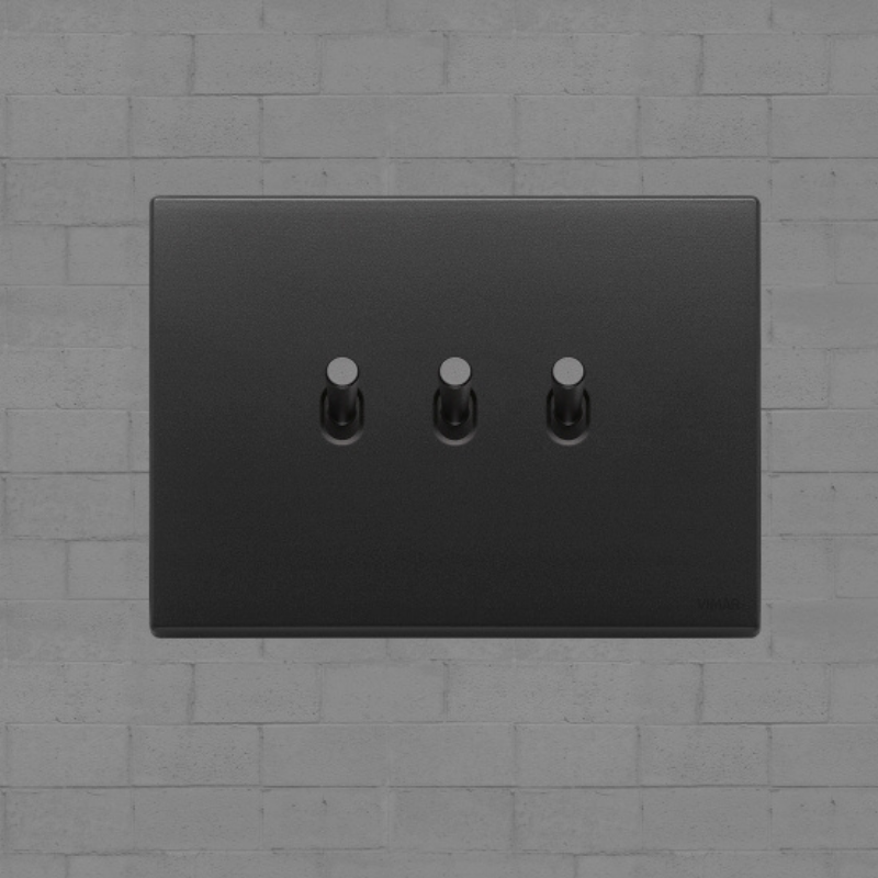 Vimar Eikon Vintage Metal 3 Gang Switch - Anthracite Grey - 10A - PHOTO 4