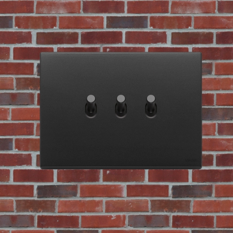 Vimar Eikon Vintage Metal 3 Gang Switch - Anthracite Grey - 10A - PHOTO 6