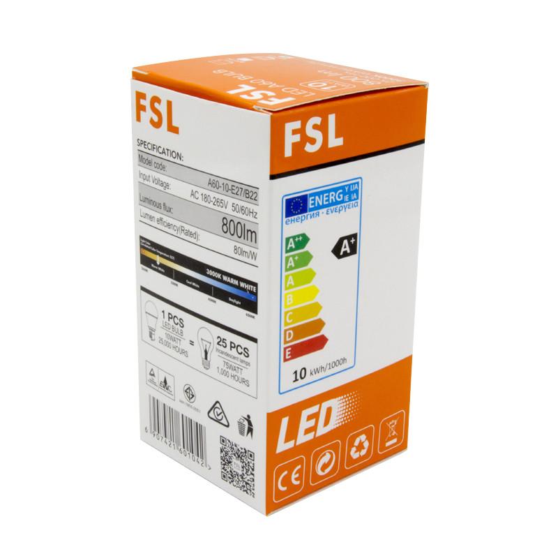 FSL A60 Series LED B22 Bulb, 10W, Warm White