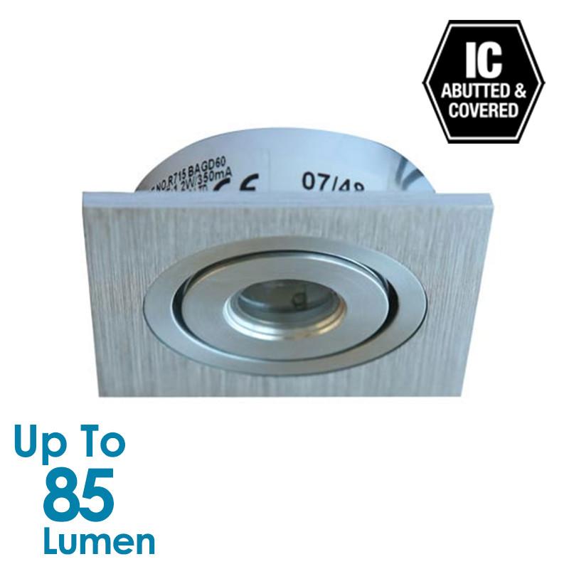 1.2W LED Cabinet Light - Brushed Aluminium - Square - Warm White