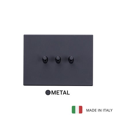 Vimar Eikon Vintage Metal 3 Gang Switch - Anthracite Grey - 10A