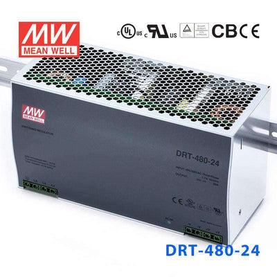 Mean Well DRT-480-24 Three Phase Industrial Power Supply 480W 24V - DIN Rail