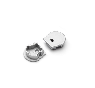 Archilight End Cap for Linear U Shape - With Wiring Holes - For Oval Diffuser - Silver