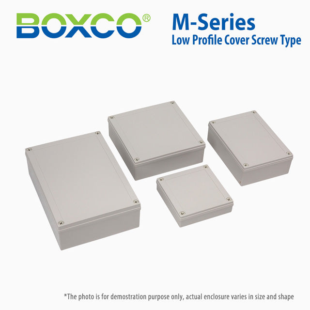 Boxco M-Series 130x130x35mm Plastic Enclosure, IP67, IK08, PC, Transparent Cover, Screw Type