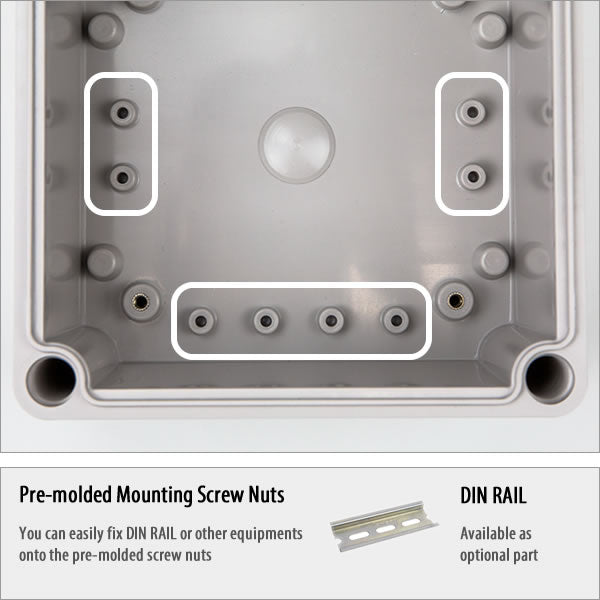 Boxco P-Series 170x270x110mm Plastic Enclosure, IP67, IK08, PC, Grey Cover, Molded Hinge and Latch Type