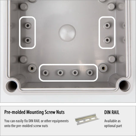 Boxco P-Series 400x500x200mm Plastic Enclosure, IP67, IK08, ABS, Grey Cover, Molded Hinge and Latch Type