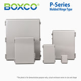 Boxco P-Series 135x155x85mm Plastic Enclosure, IP67, IK08, ABS, Grey Cover, Molded Hinge and Latch Type