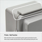 Boxco P-Series 100x150x85mm Plastic Enclosure, IP67, IK08, PC, Grey Cover, Molded Hinge and Latch Type