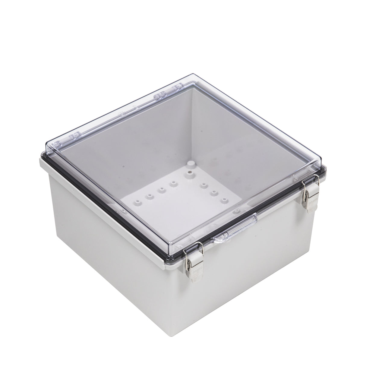 Boxco P-Series 300x300x180mm Plastic Enclosure, IP67, IK08, PC, Transparent Cover, Molded Hinge and Latch Type