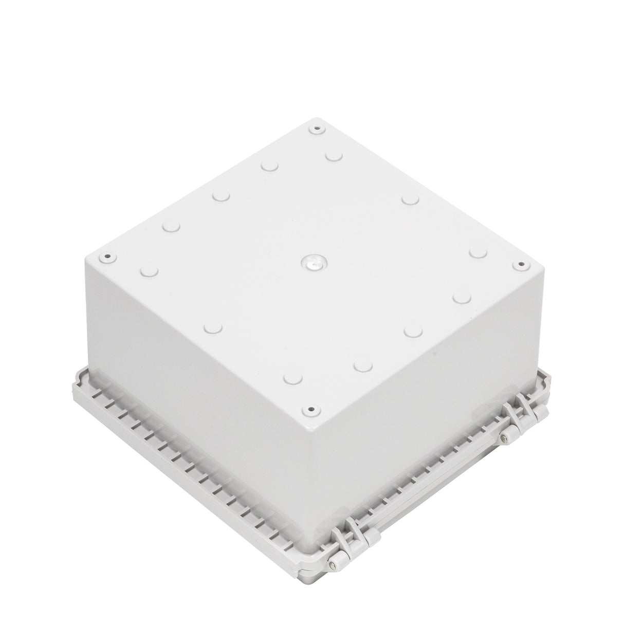 Boxco P-Series 210x210x130mm Plastic Enclosure, IP67, IK08, ABS, Grey Cover, Molded Hinge and Latch Type