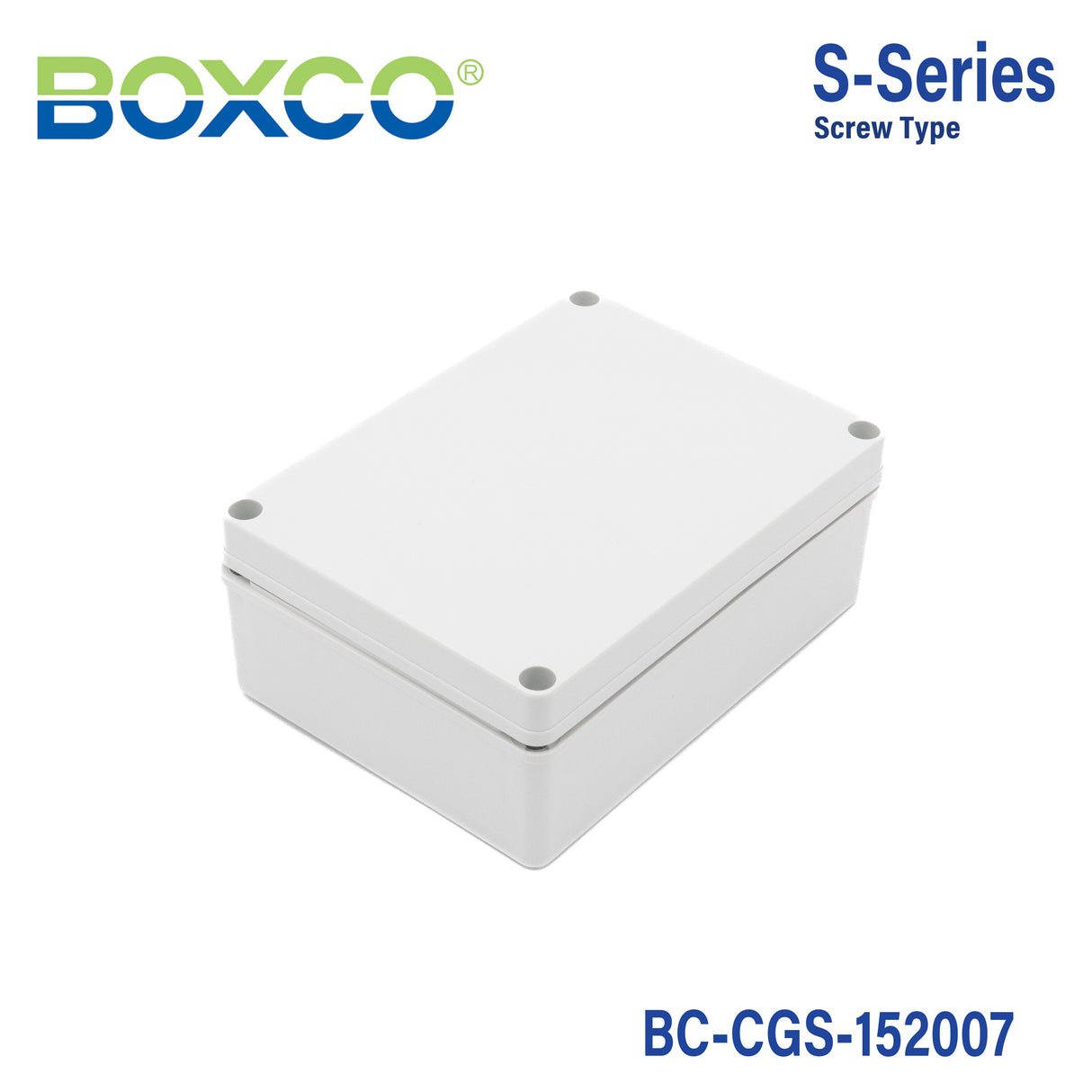 Boxco S-Series 150x200x75mm Plastic Enclosure, IP67, IK08, PC, Grey Cover, Screw Type