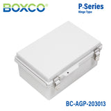 Boxco P-Series 200x300x130mm Plastic Enclosure, IP67, IK08, ABS, Grey Cover, Molded Hinge and Latch Type