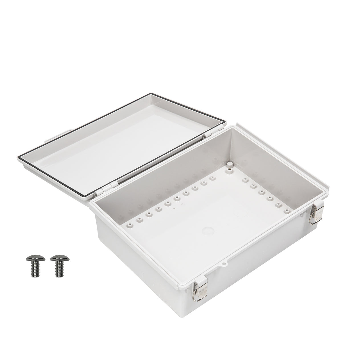 Boxco P-Series 280x380x130mm Plastic Enclosure, IP67, IK08, PC, Grey Cover, Molded Hinge and Latch Type