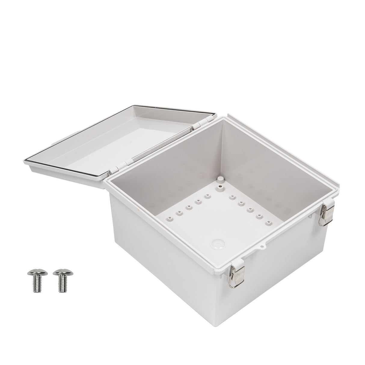 Boxco P-Series 300x300x180mm Plastic Enclosure, IP67, IK08, ABS, Grey Cover, Molded Hinge and Latch Type