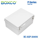 Boxco P-Series 300x400x180mm Plastic Enclosure, IP67, IK08, ABS, Grey Cover, Molded Hinge and Latch Type