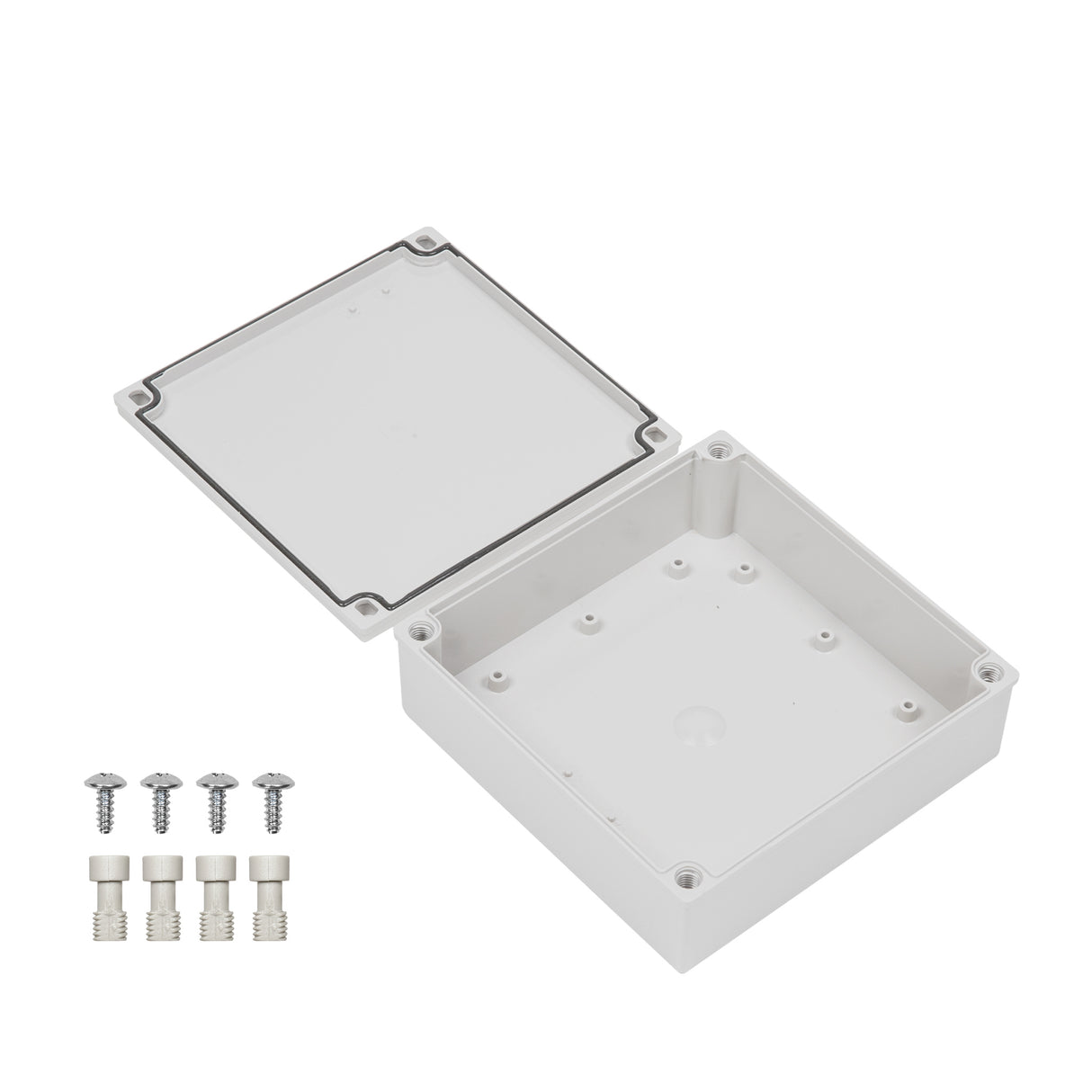 Boxco M-Series 180x180x60mm Plastic Enclosure, IP67, IK08, ABS, Grey Cover, Screw Type