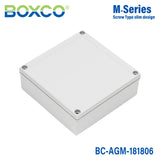 Boxco M-Series 180x180x60mm Plastic Enclosure, IP67, IK08, ABS, Grey Cover, Screw Type