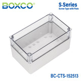 Boxco S-Series 150x250x130mm Plastic Enclosure, IP67, IK08, PC, Transparent Cover, Screw Type