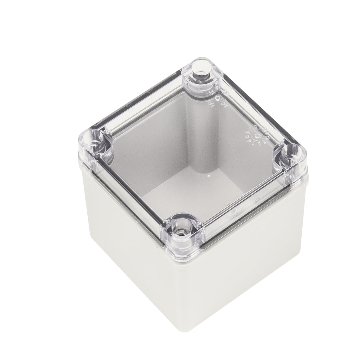 Boxco S-Series 100x100x100mm Plastic Enclosure, IP67, IK08, ABS, Transparent Cover, Screw Type