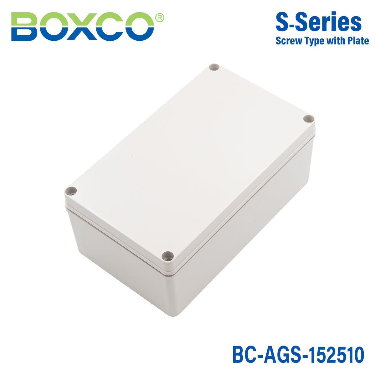 Boxco S-Series 150x250x100mm Plastic Enclosure, IP67, IK08, ABS, Grey Cover, Screw Type