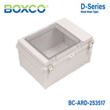 Boxco D-Series 250×350×170mm All In One Dual Door Box Enclosure, IP67, IK08, ABS, Grey Cover