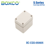 Boxco S-Series 50x65x55mm Plastic Enclosure, IP67, IK08, PC, Grey Cover, Screw Type