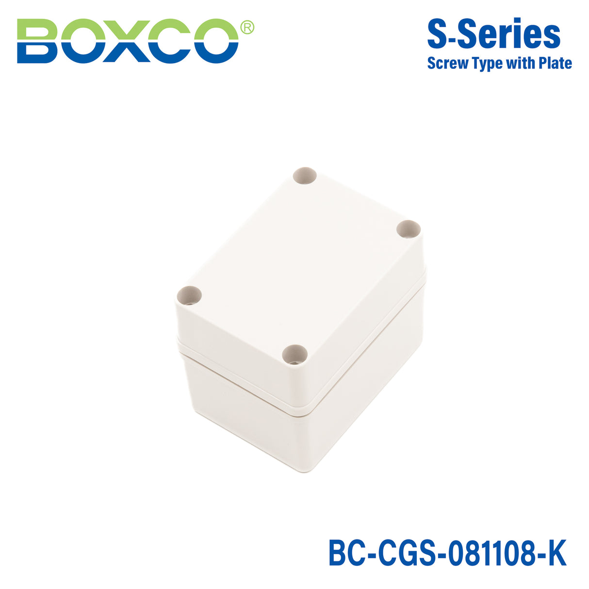 Boxco S-Series 80×110×85mm Plastic Enclosure, IP67, IK08, PC, Grey Cover, Screw Type