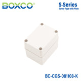 Boxco S-Series 80×110×85mm Plastic Enclosure, IP67, IK08, PC, Grey Cover, Screw Type