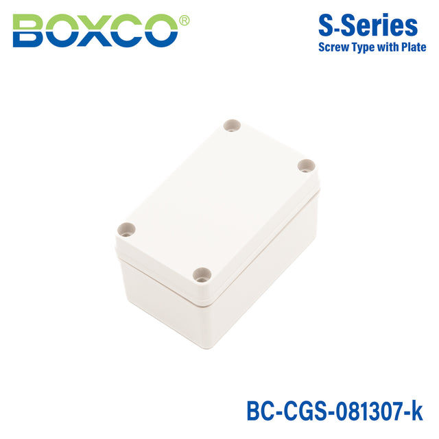 Boxco S-Series 80×130×70mm Plastic Enclosure, IP67, IK08, PC, Grey Cover, Screw Type
