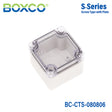 Boxco S-Series 80x80x60mm Plastic Enclosure, IP67, IK08, PC, Transparent Cover, Screw Type