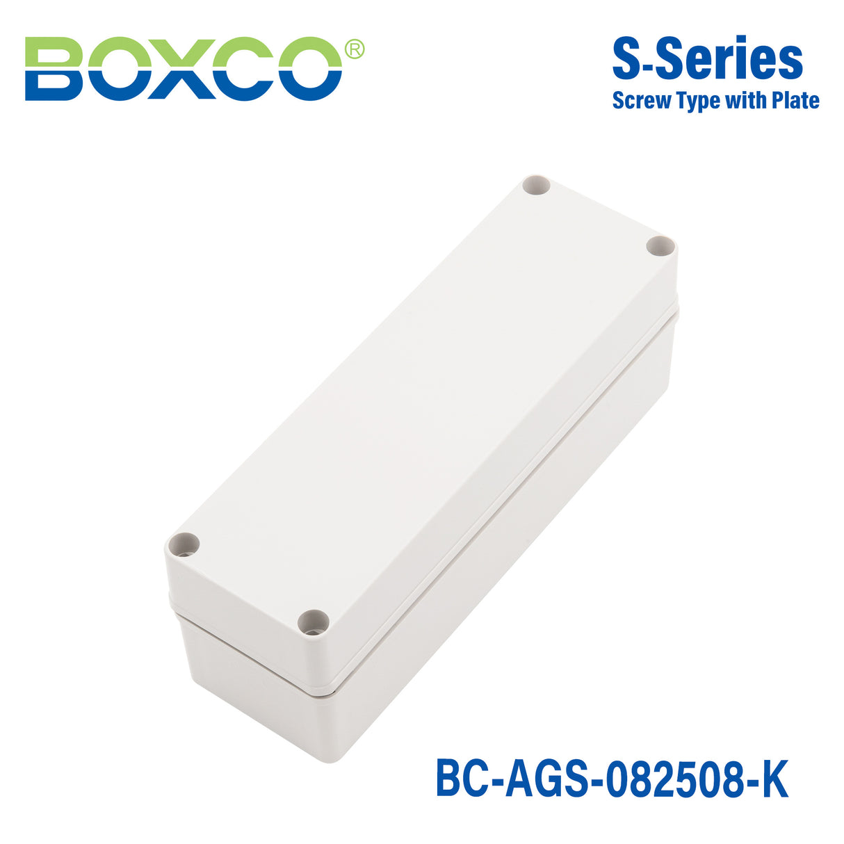 Boxco S-Series 80×250×85mm Plastic Enclosure, IP67, IK08, ABS, Grey Cover, Screw Type