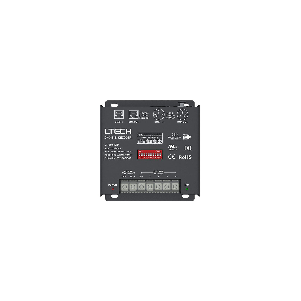 Ltech LT-904-DIP Constant Voltage Decoder - DMX/RDM