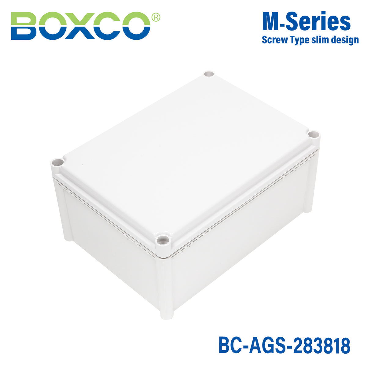 Boxco S-Series 280x380x180mm Plastic Enclosure, IP67, IK08, ABS, Grey Cover, Screw Type